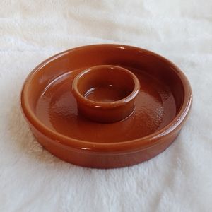 Vintage Williams Sonoma individual Chip and Dip bowl brown pottery.